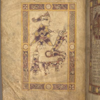 A page from the Southampton Psalter showing David and the lion