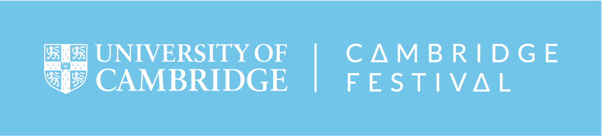 White text which says 'University of Cambridge. Cambridge Festival.' and geometric logo on turquoise background.
