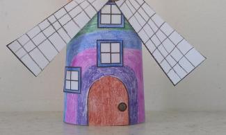 Colourful paper Burwell windmill