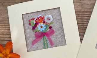 Embroidered flower card
