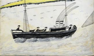 Alfred Wallis sketch of a boat on the high seas