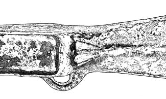 Drawing of a Bronze Age axe head