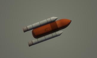 Image of red rocket with 2 white fuel packs