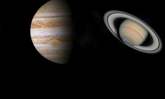 Image of the planets Jupiter and Saturn 
