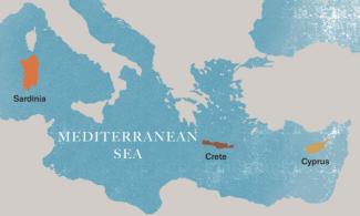 map image of the mediterranean sea and surrounding islands