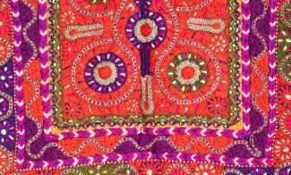 Red and purple embroidered cloth