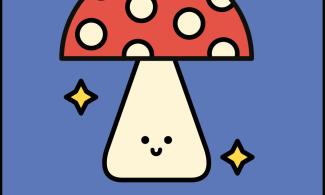An illustration of a toadstool with a red and white spotty cap and a smiley face. Underneath it reads 'Fungi Fun, Saturday 2nd Nov'