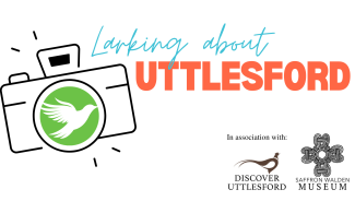 A flashing camera illustration with the text Larking about Uttlesford with two logos.