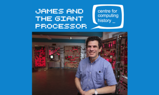 man smiling with text saying "James and the Giant Processor"
