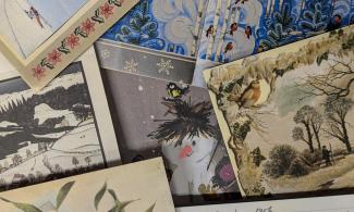 A set of beautifully painted old-fashioned Christmas cards
