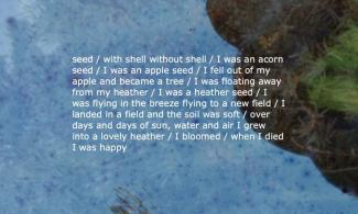 A blue and green painting by a child.