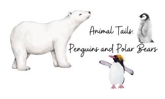 Illustration of penguins and a polar bear