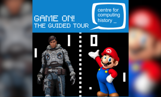 Gaming characters like Mario showing that this is a tour that guides you through the history of gaming.