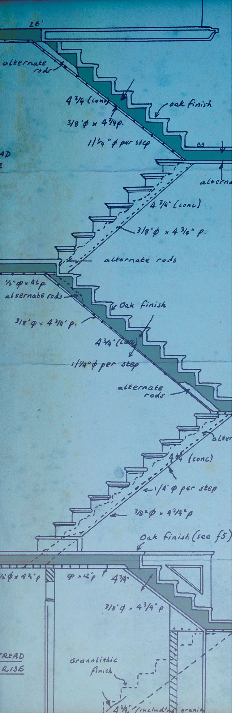 Drawing of architectural detail of staircase in SPRI